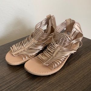 Girls Strappy Gold Sandals